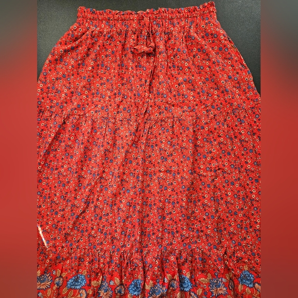 NWT - Bohemian Zesica Elastic Waist & Drawstring Floral Maxi Skirt - Size L - Picture 7 of 8